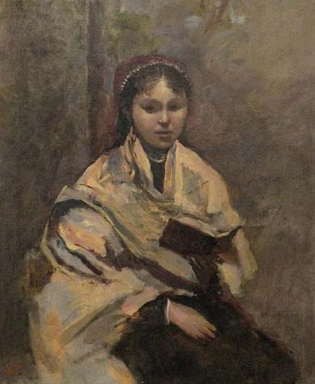 Jean-Baptiste Camille Corot Jeune fille assise un livre a la main oil painting picture